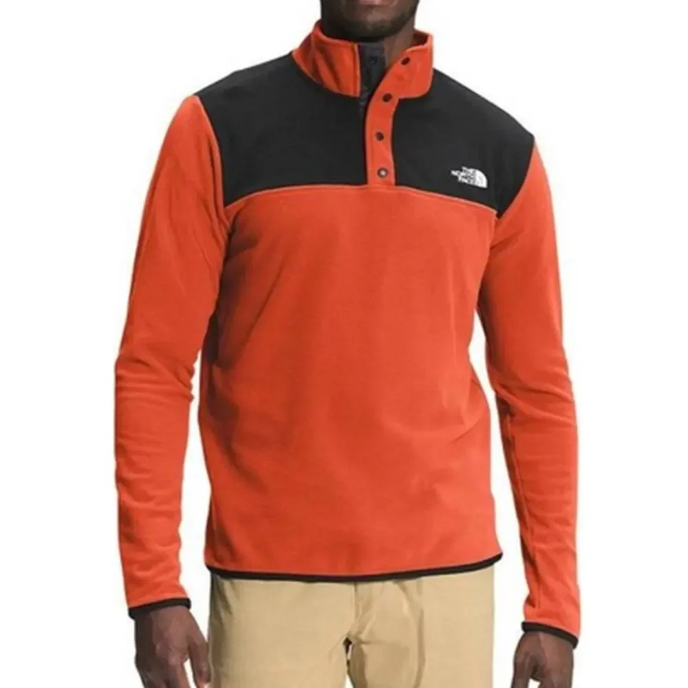 The North Face Orange Flare TKA Glacier Snap Neck Black Fleece Pullover